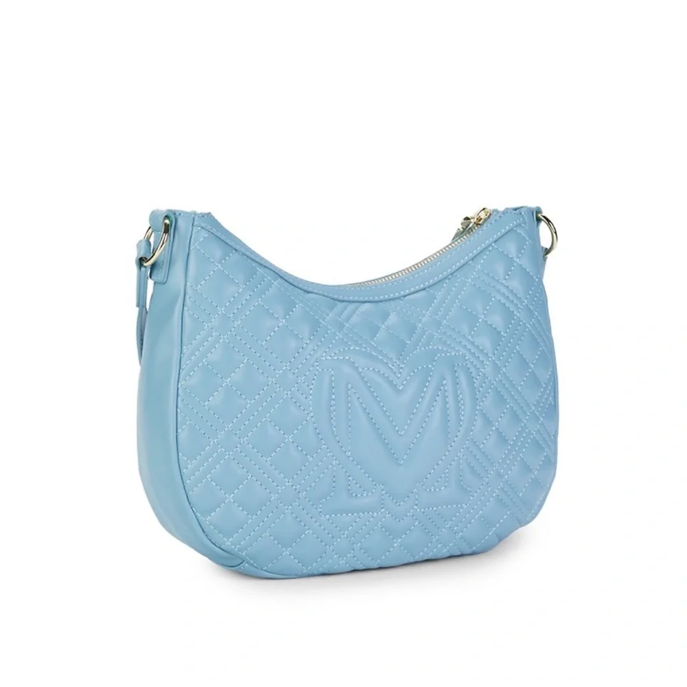 Love Moschino Quilted Logo Hobo Bag Blue